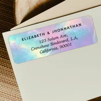 Colorful Watercolor Faux Holographic Opal Stone Label