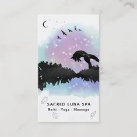 *~* Rainbow Cosmic Moon Fox Leaping Pine Trees Business Card