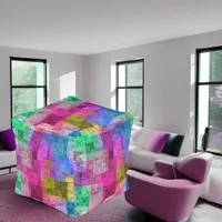 Abstract cubes - modern, colorful fractal pouf