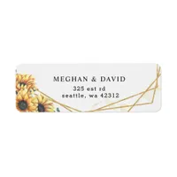 Sunflower Rustic Elegant Geometric Gold Wedding  Label