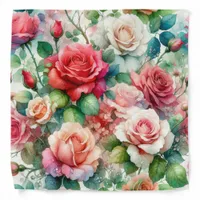 Whimsical Rose Pattern Bandana