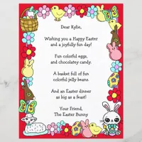 Whimsical Easter Bunny and Poem Kid's Letter Game