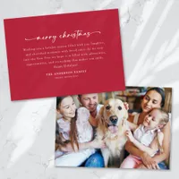 Berry Red Simple Script Photo Holiday Card