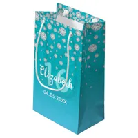 Sweet 16 teal blue green glitter name small gift bag