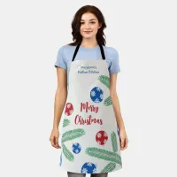 Christmas tree branch with snowflake decorations apron