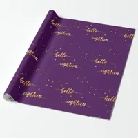 18th birthday purple gold hello 18 typography wrapping paper