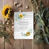 Rustic Boho Sunflower Eucalyptus Wedding Photo Save The Date