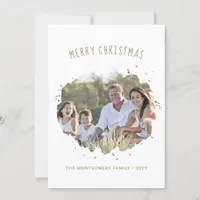 Modern Personalized Splash Photo Christmas Holiday Card