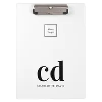 Logo white black monogram initials business clipboard