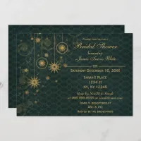 green gold Snowflakes Winter Bridal Shower Invite