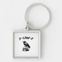 F Caw F Halloween Raven Skull Gothic Humor Design Keychain