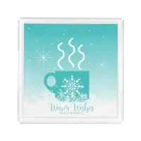 Mug Steaming Hot Drink w/Snow Border ID595 Acrylic Tray