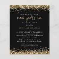 Value Gold Glitter New Years Eve Black Invite Flyer