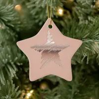 Chic Christmas metallic rose gold star chestnut Ceramic Ornament