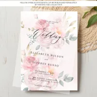 For Vellum Overlay Spring Blush Floral Wedding Invitation