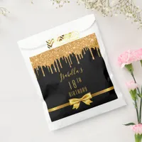 18th birthday party black gold glitter drips chic favor bag