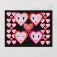 Valentines Love Candy Hearts and Faces Postcard