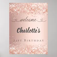 Birthday rose gold blush welcome poster