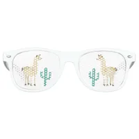 Lama cactus white background fun retro sunglasses