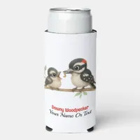 Downy Woodpecker Seltzer Can Cooler