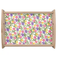Pink Tulips, Yellow Daffodils, Purple Hyacinths Serving Tray