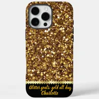 Gold glitter sparkles in the sun iPhone 16 pro max case