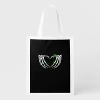 Skeleton Hand Heart Sign Costume Halloween Grocery Bag