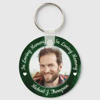 Funeral Green Marble Loving Memory Photo Memorial Keychain