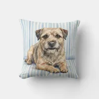 Watercolor Border Terrier Dog Throw Pillow