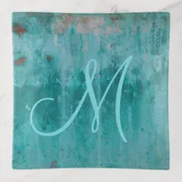 Turquoise Monogram Trinket Tray