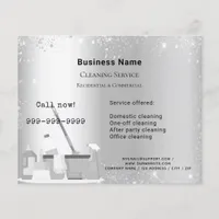 Cleaning service silver glitter dust QR code Flyer