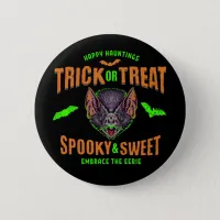 Happy Hauntings | Trick or Treat Halloween Bats Button