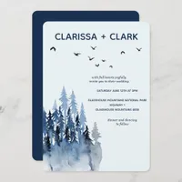 Cute Modern Watercolor Mountain Landscape Wedding  Invitation