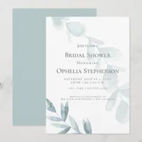 BRIDAL SHOWER | Dusty Blue Watercolor Eucalyptus Invitation