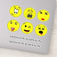 Expressive Emoji Faces Funny 6 Faces Add Name 8" Sticker