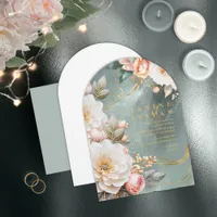 Floral Drama Wedding Green Arch ID1022 Invitation