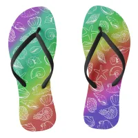 Rainbow Shellfish Pattern Flip Flops