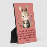 Rabbit Woodland Kids Christian Prayer on Pink | Plaque