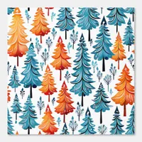 Orange and Blue Pine Trees  Wallpaper