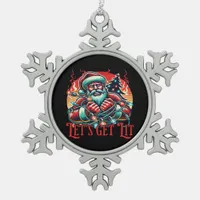 Let's Get Lit Santa Christmas Vibe Classic Snowflake Pewter Christmas Ornament