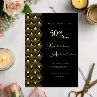 Retro Golden 50th Anniversary  Foil Invitation