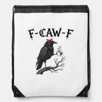 Gothic Crow F-Caw-F Bird Funny Halloween Raven Drawstring Bag