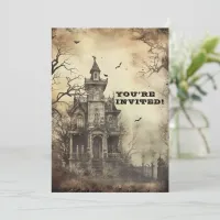 Custom Creepy Mansion Halloween Party Invitation