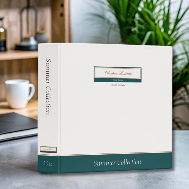 Classy Teal Ivory 3 Ring Binder