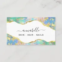 *~* QR AP26 OPAL Rainbow Gold Glitter Ethereal  Business Card