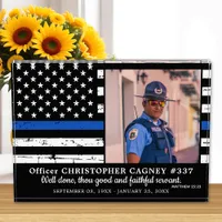 Police Thin Blue Line Law Enforcement Memorial Photo Block