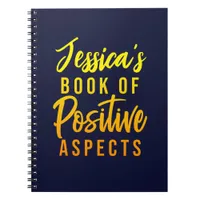 Positive Aspects Blue Yellow Name Gratitude Notebook