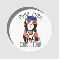 Sweet Cute Fun Calico Cat Train Conductor Car Magnet