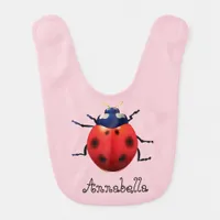 Bright Red Whimsical Ladybug Bib