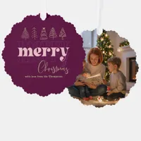 Berry Blush Scribbles Merry Christmas Keepsake Ornament Card